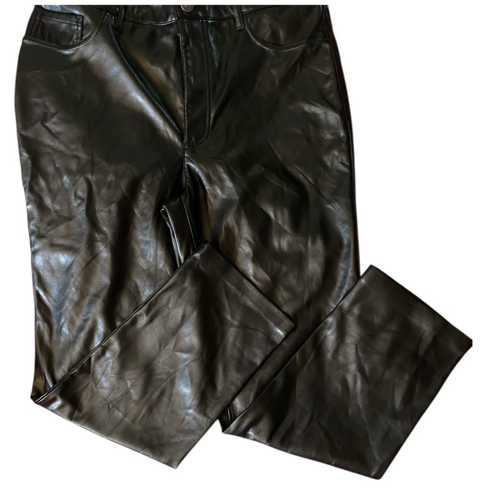 Joie Black Straight Leg Vegan Faux Leather Pants Size 10 NWT - Picture 4 of 13